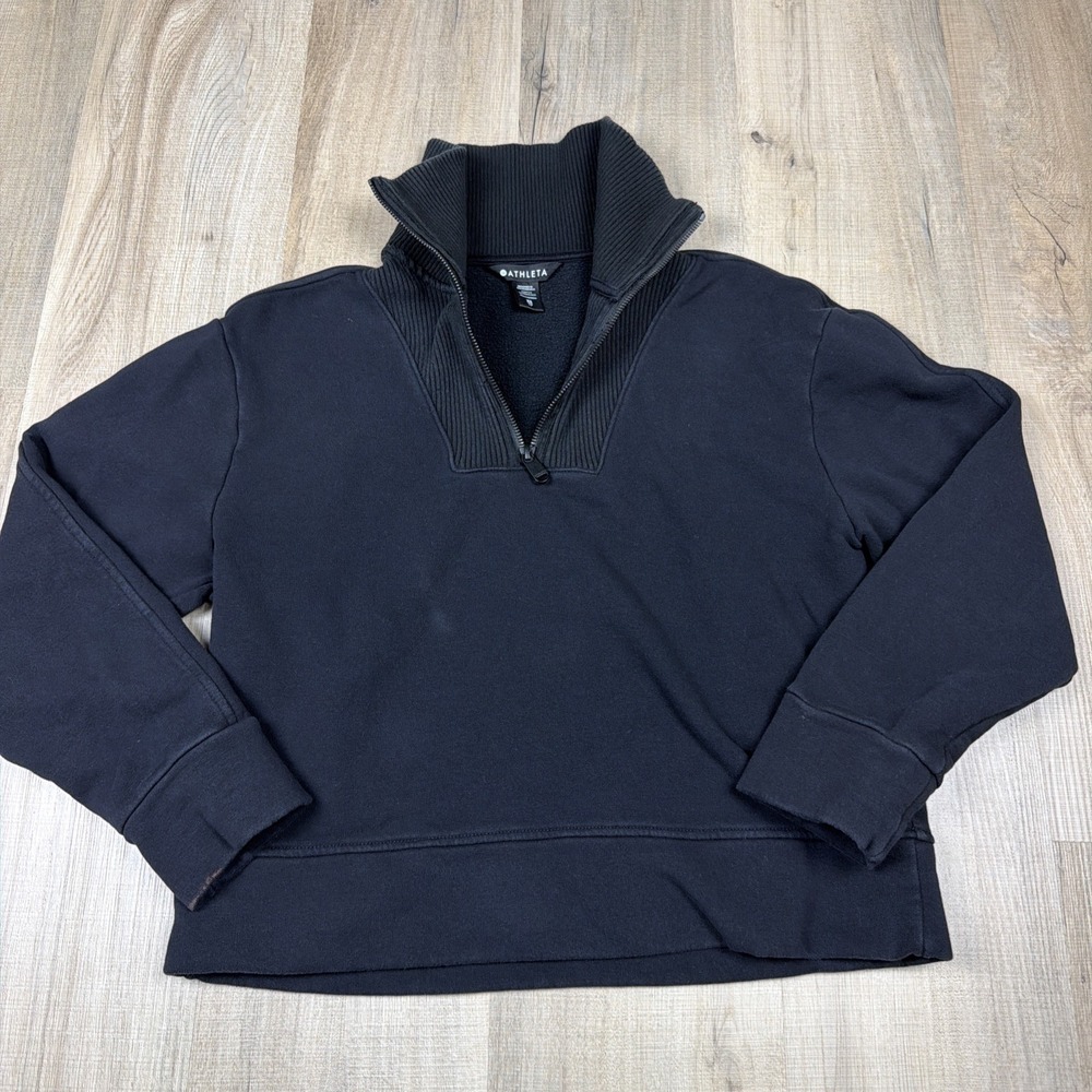 Athleta Pullover Women's XS Black Quarter Zip Sweatshirt Athletic Top